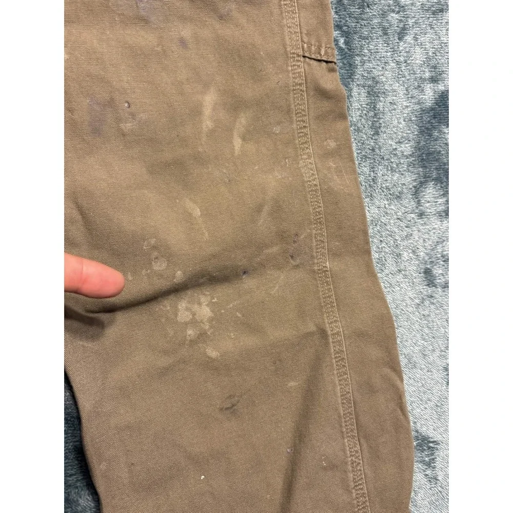 Carhartt Carpenter Work Pants Mens 35x31 Brown Canvas Stained Painter Utility